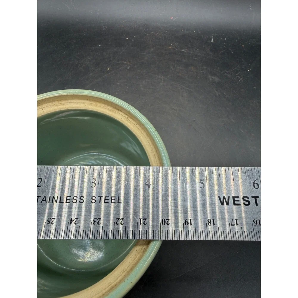 Vintage USA 1 Basketweave Stoneware Crock Sage Green Ceramic Planter Pot